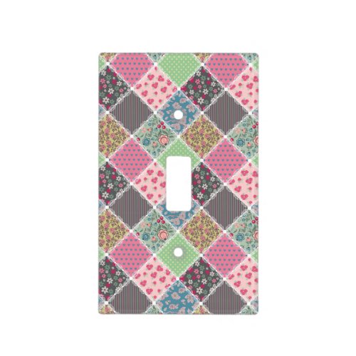 Pastel Floral Quilt Squares Light Switch Cover