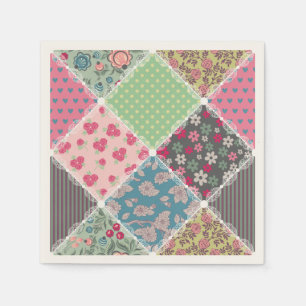Pastel Floral Quilt Squares Napkins