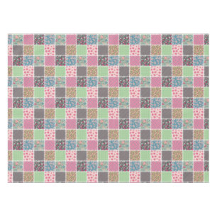 Pastel Floral Quilt Squares Tablecloth