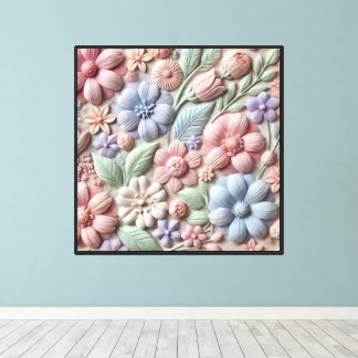 Pastel Floral Relief Wall Art 