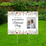 Pastel Floral Retirement Party Welcome Photo Yard Sign