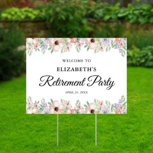 Pastel Floral Retirement Party Welcome Yard Sign