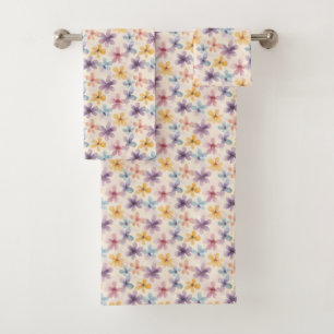 Pastel Floral Retro Hippie Flowers Bath Towel Set