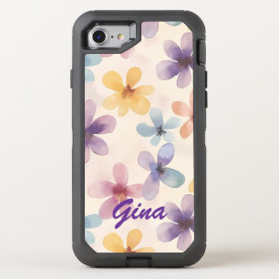 Pastel Floral Retro Hippie Flowers OtterBox Defender iPhone SE/8/7 Case
