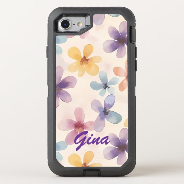 Pastel Floral Retro Hippie Flowers Otterbox iPhone Case (Back)