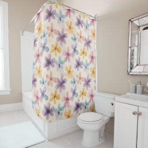 Pastel Floral Retro Hippie Flowers Shower Curtain