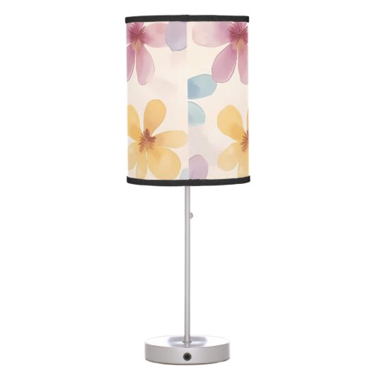 Pastel Floral Retro Hippie Flowers Table Lamp (Back)
