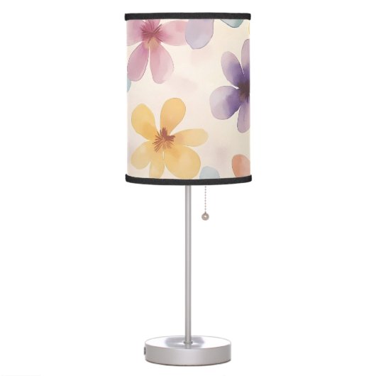 Pastel Floral Retro Hippie Flowers Table Lamp (Left)