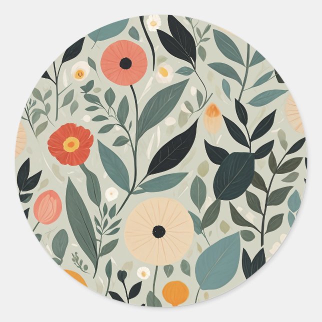 Pastel Floral Reverie Classic Round Sticker (Front)