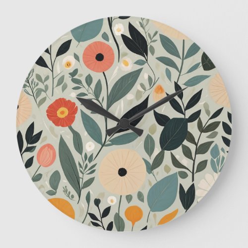 Pastel Floral Reverie Large Clock