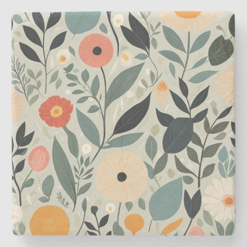 Pastel Floral Reverie Stone Coaster