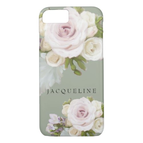 Pastel Floral Roses Freesia Flowers Hand Painted iPhone 87 Case