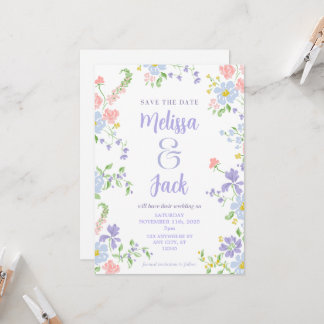 Pastel Floral Save the Date Invitation