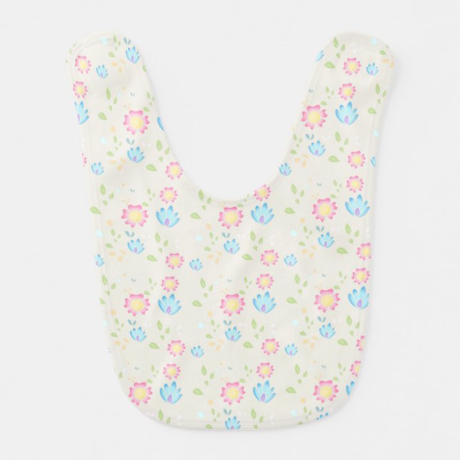 Pastel Floral Seamless Pattern Baby Bib (Front)