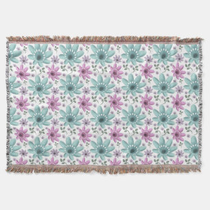 Pastel Floral Seamless Pattern Throw Blanket