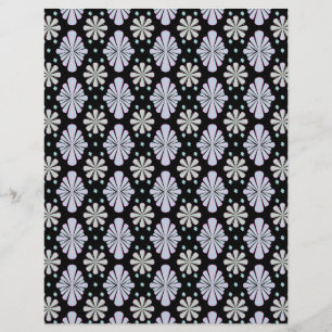 Pastel floral shapes on a black background letterhead