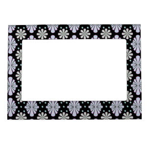 Pastel floral shapes on a black background magnetic frame