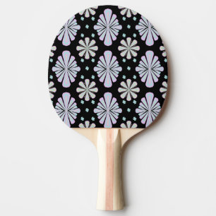 Pastel floral shapes on a black background ping pong paddle