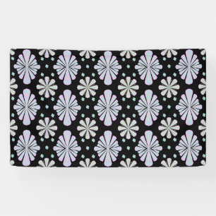 Pastel Floral Shapes on Black Background Banner