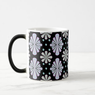 Pastel Floral Shapes on Black Background Color Morph Mug