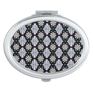 Pastel Floral Shapes on Black Background Compact Mirror