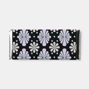 Pastel Floral Shapes on Black Background Hershey Bar Favors