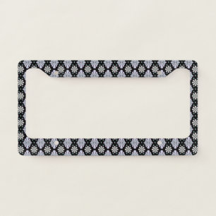 Pastel Floral Shapes on Black Background License Plate Frame