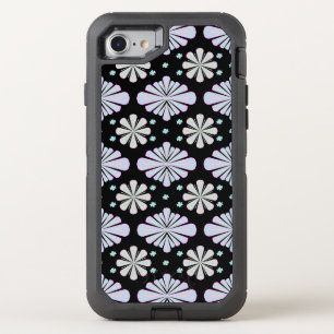 Pastel Floral Shapes on Black Background OtterBox Defender iPhone SE/8/7 Case