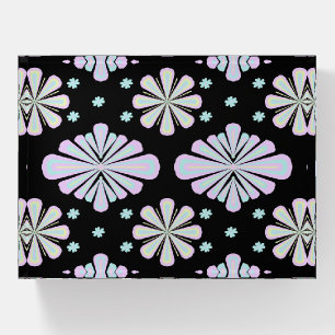 Pastel Floral Shapes on Black Background Paperweight