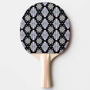 Pastel Floral Shapes on Black Background Ping Pong Paddle