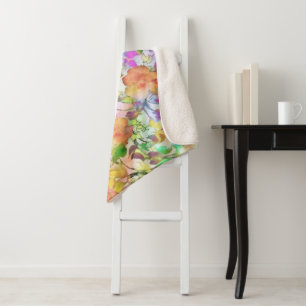 Pastel floral sherpa blanket