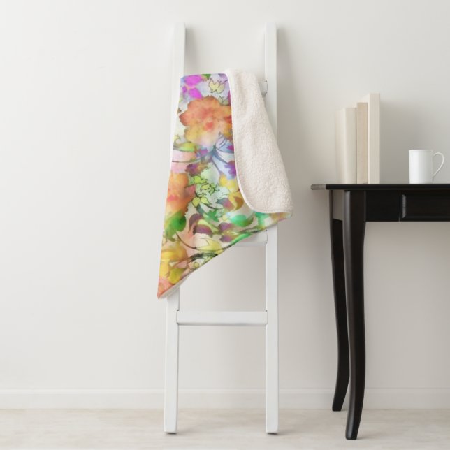 Pastel floral sherpa blanket (In Situ)