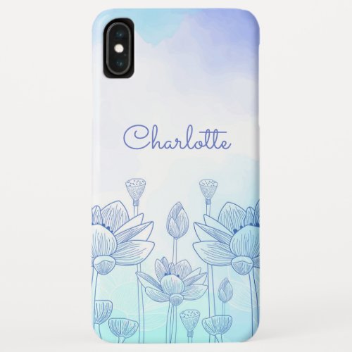 Pastel Floral Silhouette Overlay Personalized Name iPhone XS Max Case