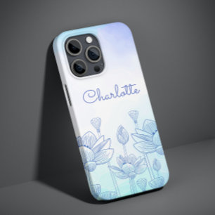 Pastel Floral Silhouette Overlay Personalized Name Case-Mate iPhone 14 Case