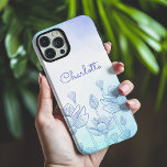 Pastel Floral Silhouette Overlay Personalized Name iPhone 16 Pro Max Case<br><div class="desc">Pastel Floral Silhouette Overlay Personalized Name iPhone 16 Pro Max Smart Phone Case features features a pastel background with a floral overlay with your personalized name in elegant hand written calligraphy script. Perfect gift for Christmas,  birthday,  Mother's Day and more. Designed by ©Evco Studio www.zazzle.com/store/evcostudio</div>