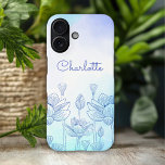 Pastel Floral Silhouette Overlay Personalized Name iPhone 16 Case<br><div class="desc">Pastel Floral Silhouette Overlay Personalized Name iPhone 16 Smart Phone Case features features a pastel background with a floral overlay with your personalized name in elegant hand written calligraphy script. Perfect gift for Christmas,  birthday,  Mother's Day and more. Designed by ©Evco Studio www.zazzle.com/store/evcostudio</div>