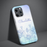 Pastel Floral Silhouette Overlay Personalized Name Case-Mate iPhone 14 Pro Case<br><div class="desc">Pastel Floral Silhouette Overlay Personalized Name iPhone 14 Pro Smart Phone Case features features a pastel background with a floral overlay with your personalized name in elegant hand written calligraphy script. Perfect gift for Christmas,  birthday,  Mother's Day and more. Designed by ©Evco Studio www.zazzle.com/store/evcostudio</div>
