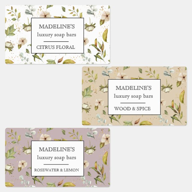 pastel floral soap bars elegant adhesive labels (Group)