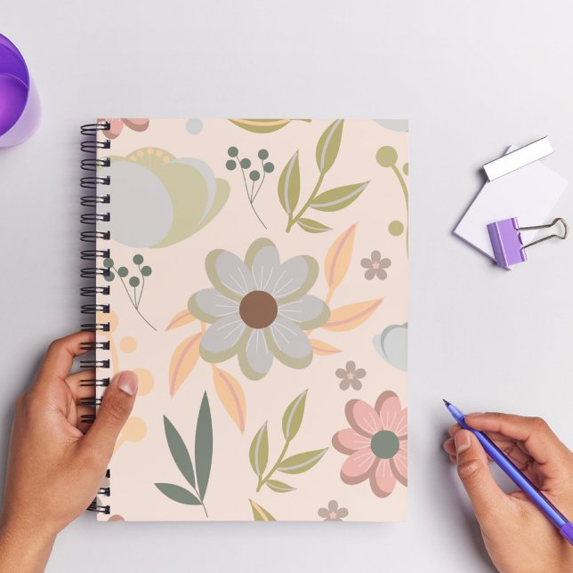  Pastel Floral Spiral Notebook – Minimalist Style (Creator Uploaded)