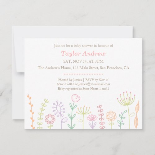 Pastel Floral Spring Baby Shower Invitations