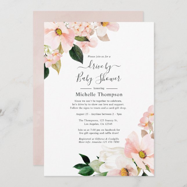Pastel Floral Spring Drive By Shower Invitation (Front/Back)