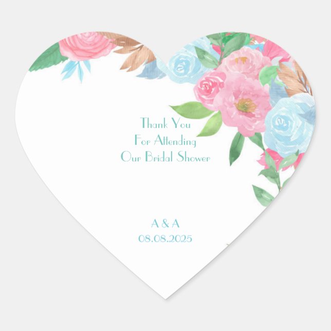 PASTEL FLORAL SPRING SUMMER  HEART STICKER (Front)
