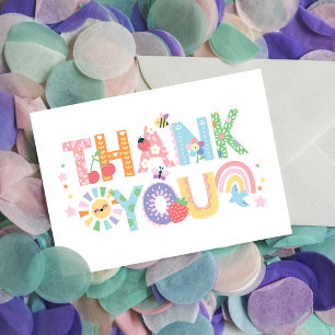 Pastel Floral Spring Thank You Birthday Card