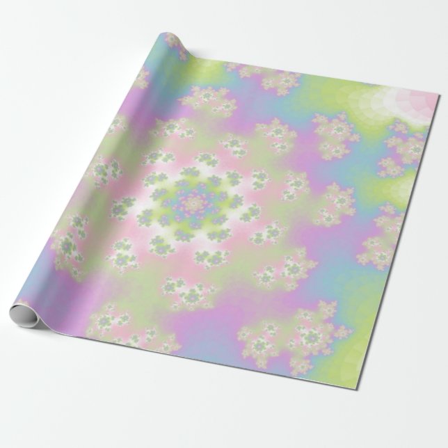 Pastel Floral Sprinkles Wrapping Paper (Unrolled)
