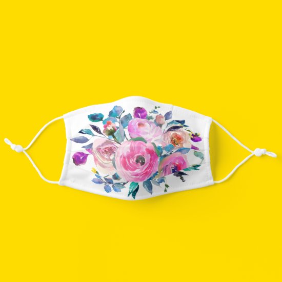 Pastel Floral Summer Watercolor Cloth Face Mask