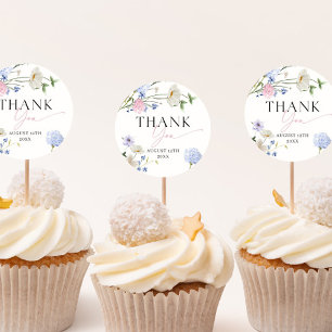 Pastel Floral Thank You Classic Round Sticker