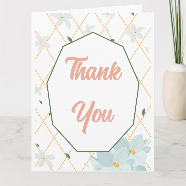 Pastel Floral Thank You Flat Card (Front)