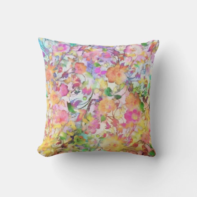 Pastel floral throw pillow (Front)