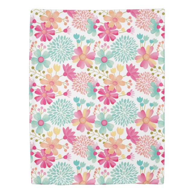 Pastel Floral Twin Double Bed Doona Duvet Cover (Front)