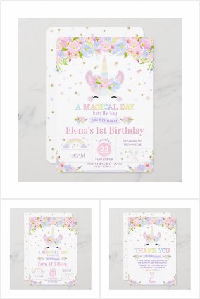 Pastel Floral Unicorn Birthday